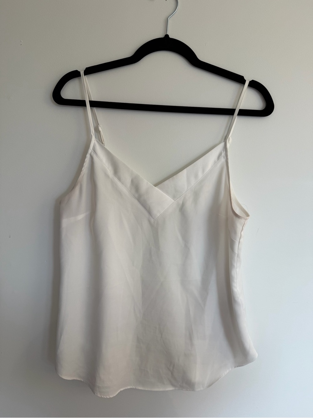 Dynamite Cream Satin Cami | Minimalist V-Neck Tank Top | Size Medium